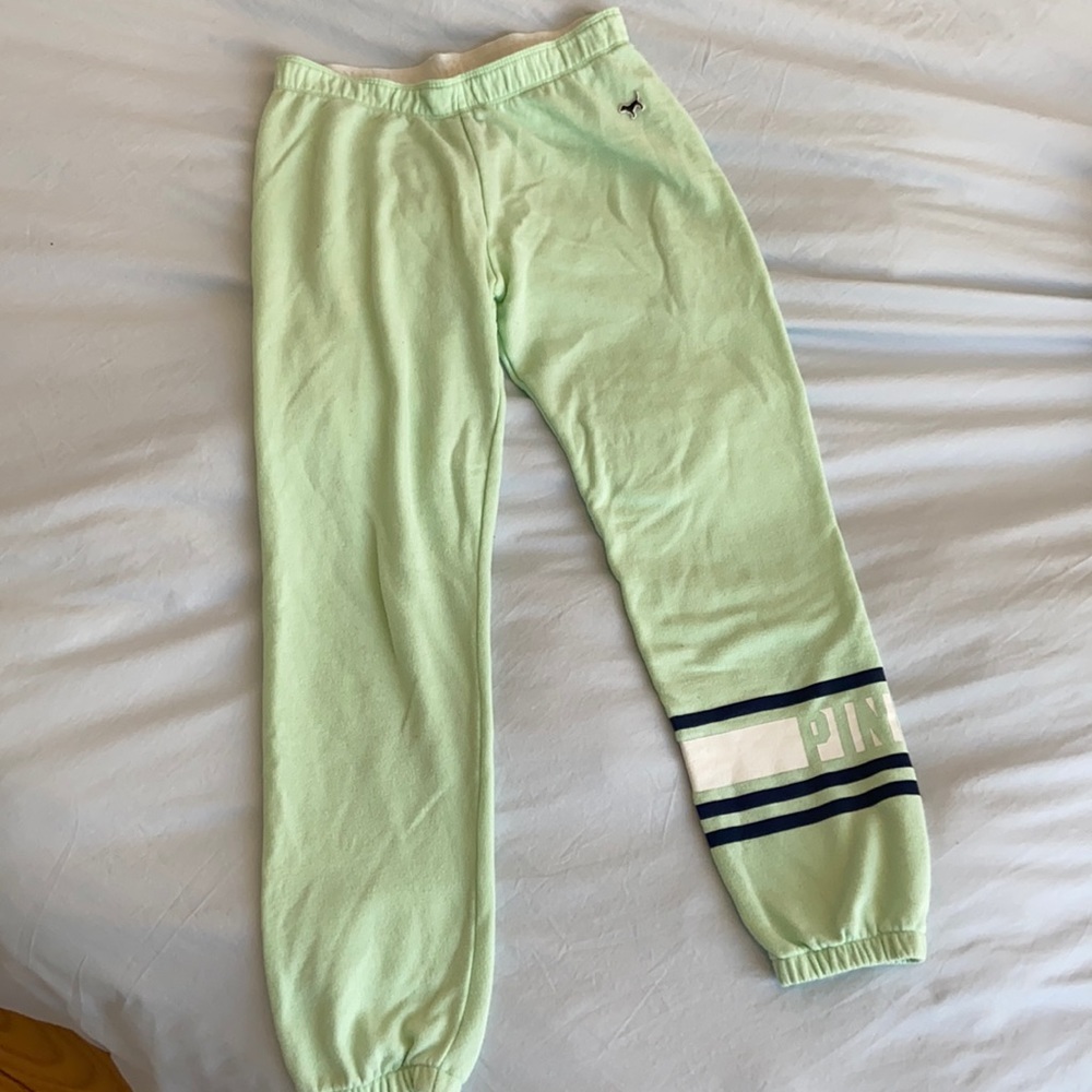 VS Pink mint green varsity stripe joggers XS